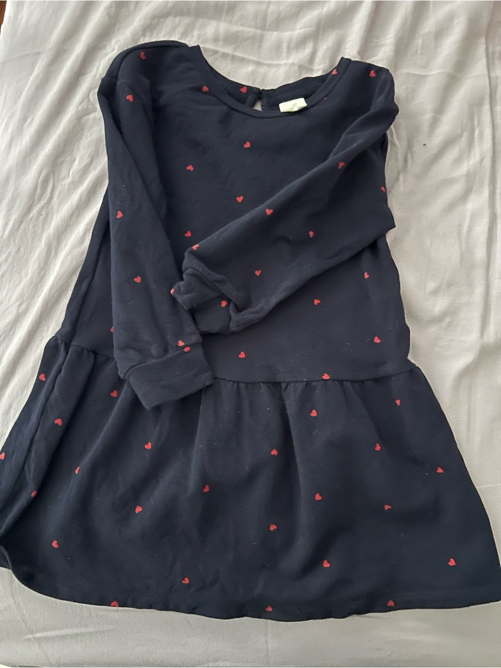 GAP Navy Long-Sleeve Dress with Red Heart Accents